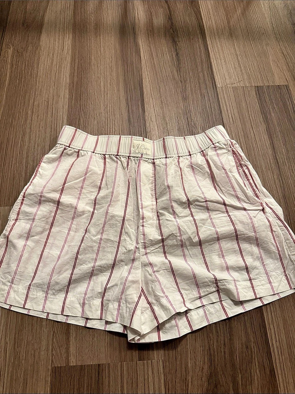 J.Crew Cotton Poplin Boxer Short in Stripe White & Pink Size Small